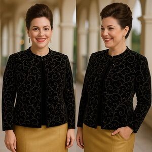 NWOT Notations Velvet Gold Swirl Jacket XL – Elegant Holiday Party Top